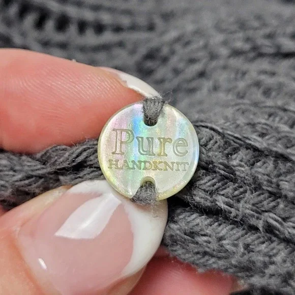 Pure Women's Hand Knit Open Front Cardigan Sweater Dark Gray Size XS - Picture 4 of 12